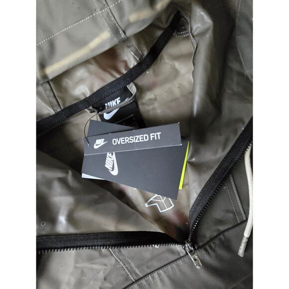 Nike Women's Translucent Hooded Speckled Gray Oversized Pullover Rain Coat SizeL - Picture 9 of 12